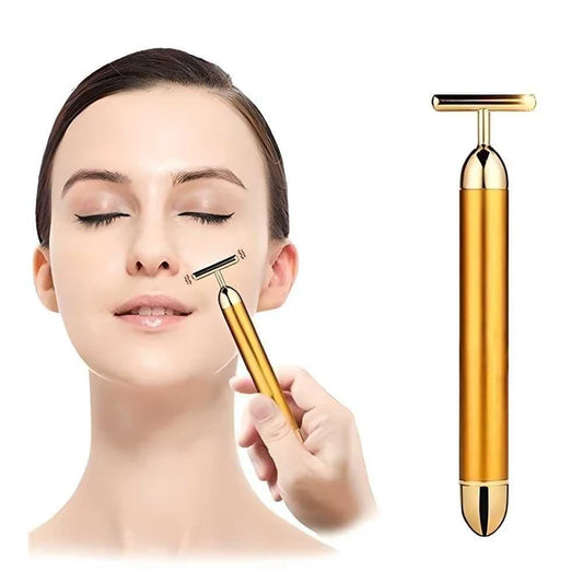 24K Gold Energy Beauty Bar – Electric Facial Massage Roller (Battery Powered)