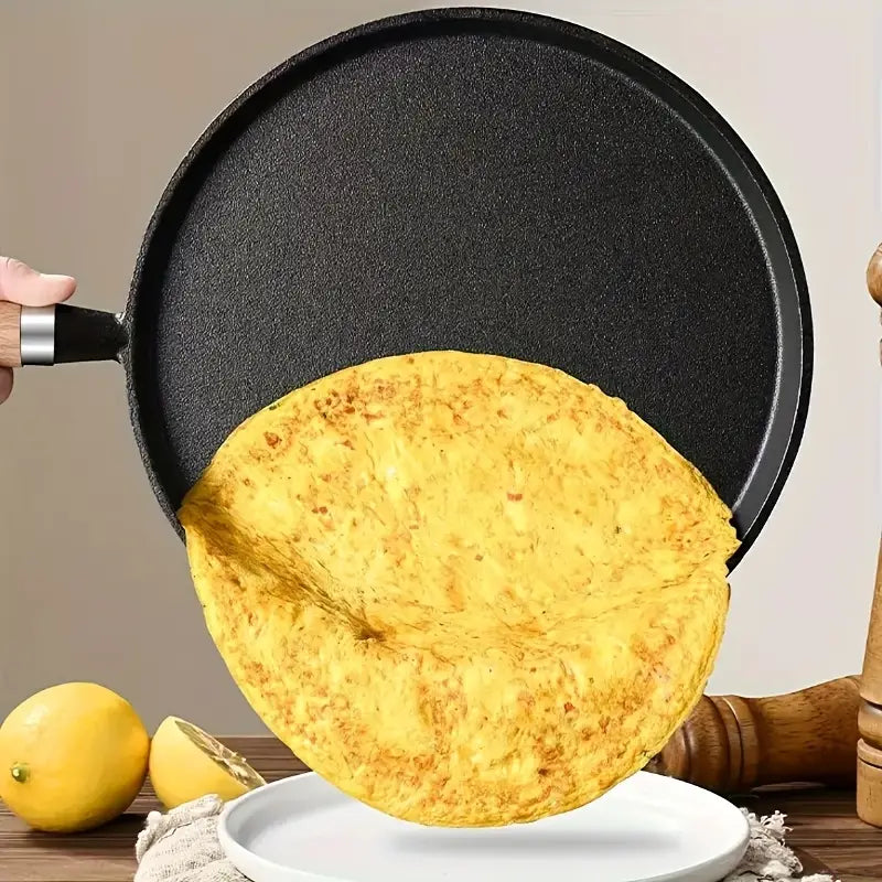 🔥 Premium Cast Iron Flat Tawa with Wooden Handle – Multi-Purpose Cooking Pan 🍳